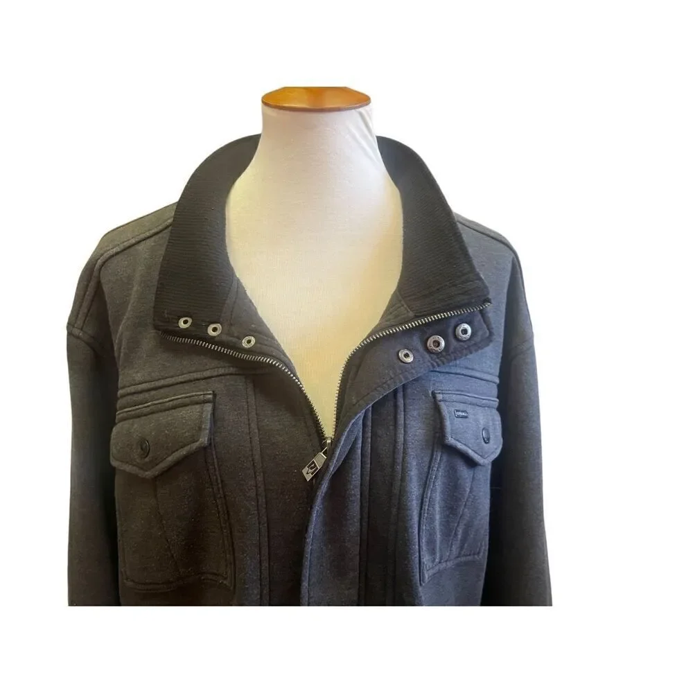 O’Neill Super Fleece Dark Gray Full Zip Button Down Mock Collar Men’s Jacket Siz